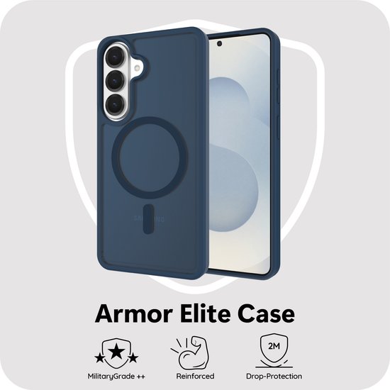 Blauw Armor Elite hoesje met verhoogde randen, MilitaryGrade++, versterkt, 2m valbescherming.