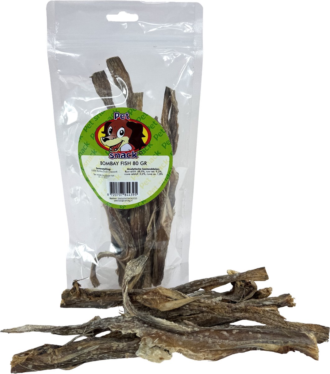 Petsnack Petsnack Bombay Fish - Gedroogde Vis Traktatie - Eiwitrijke Hondensnack 80 Gr