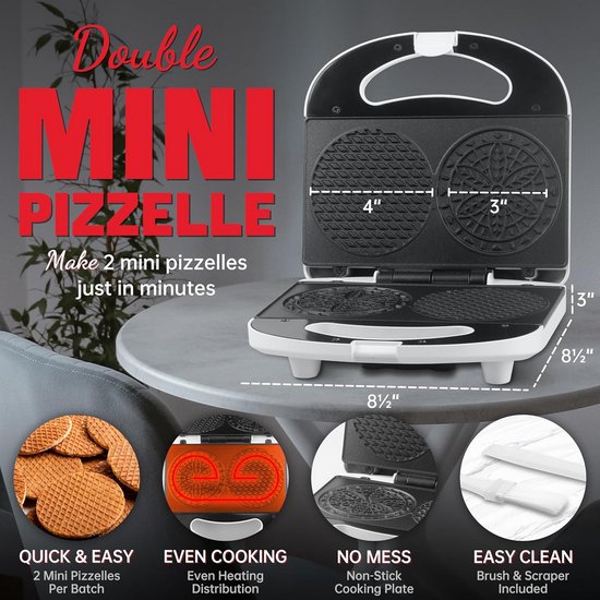 Dubbele Mini Wafelijzer voor Pizzelle en Dunne Koekjes — afbeelding 2