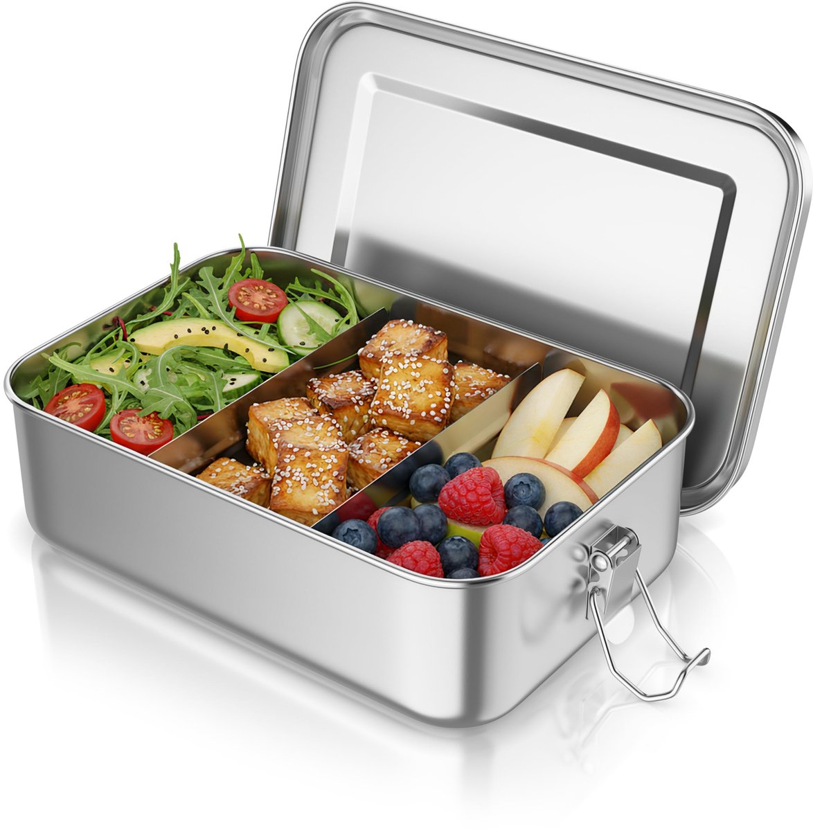 IMPERATORIS® Broodtrommel - Brooddoos - Brood Bewaardoos - Perfect voor Scholen Jongens en Meisjes - 1 Stuk - Zilver