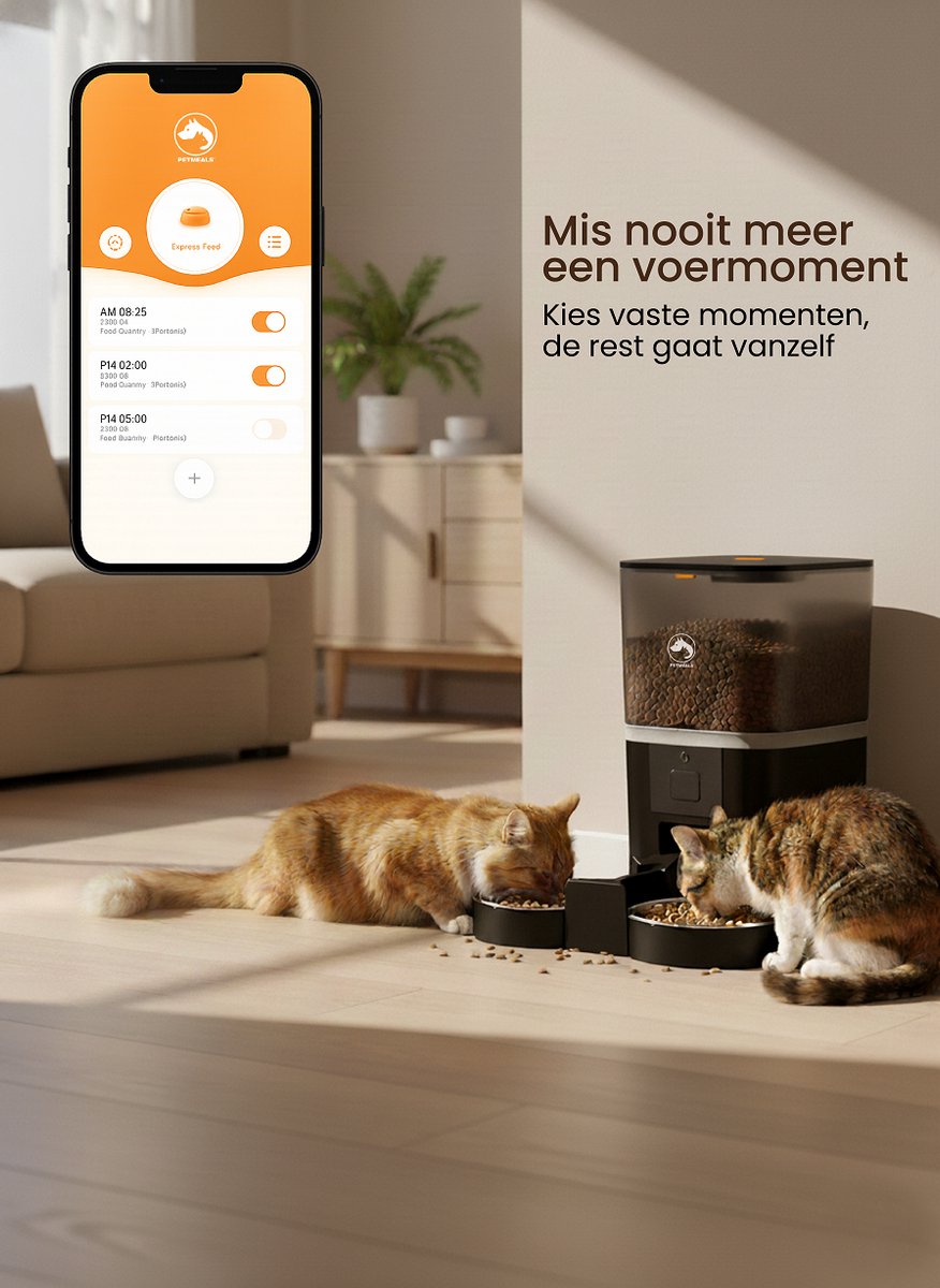 PetMeals Automatische Voerbak 6L Zwart met App - afbeelding 2