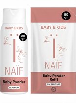 Naïf - Babypoeder - Voordeelset - Fles en Navulverpakking - Baby & Kids - Zacht en Absorberend - 2x80g