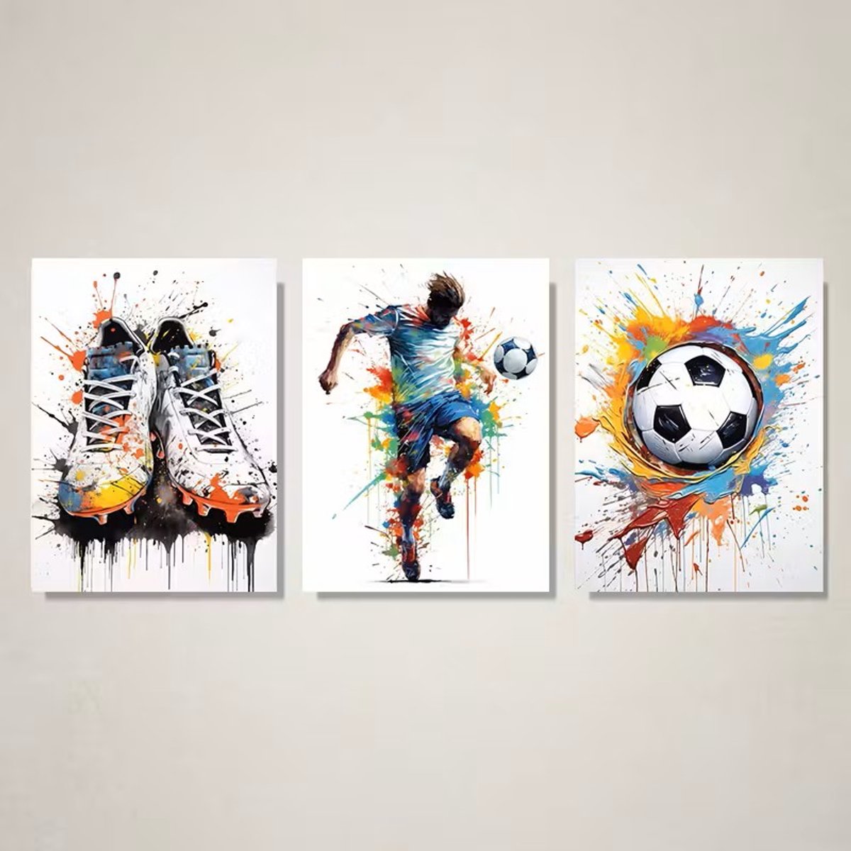 Canvas poster - 3 posters - Gaming and Soccer - Voetbal poster - Poster jongens kamer - Poster meisjes kamer - Playstation - Xbox - binnenposter - muur poster - Voetbal - Kado - Zonder lijst - Posters - Vintage posters - Trendy