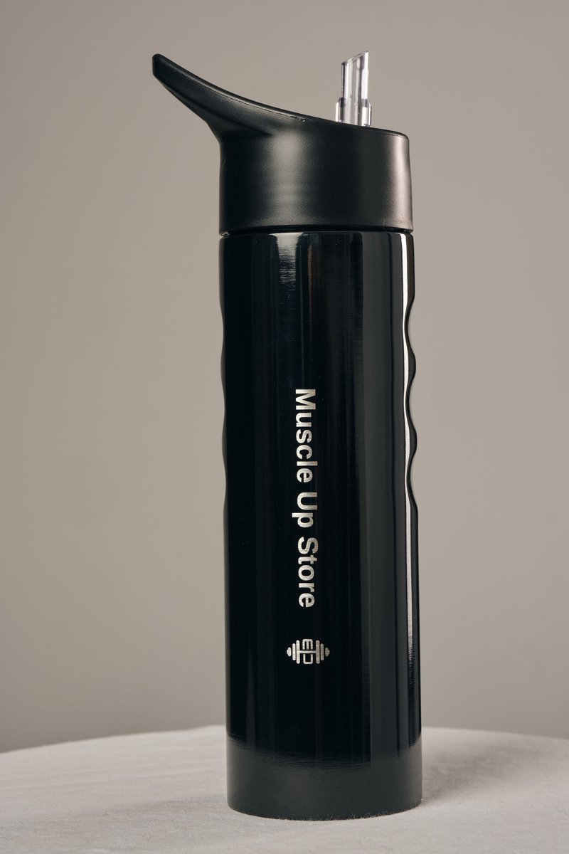 MU® PureSteel RVS Bidon - Geïsoleerde Waterfles - Lekvrij - Inhoud 750ml - Zwart