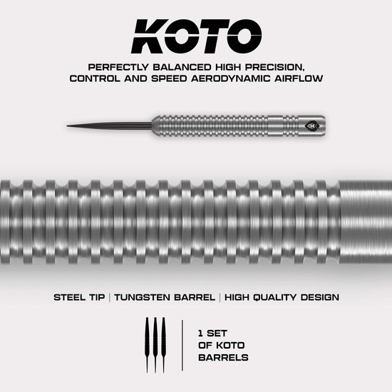 KOTO - Sting Silver Straight - 90% Tungsten - Dartpijlen - 23 Gram - Zilver - Steeldarts van KOTO — afbeelding 3