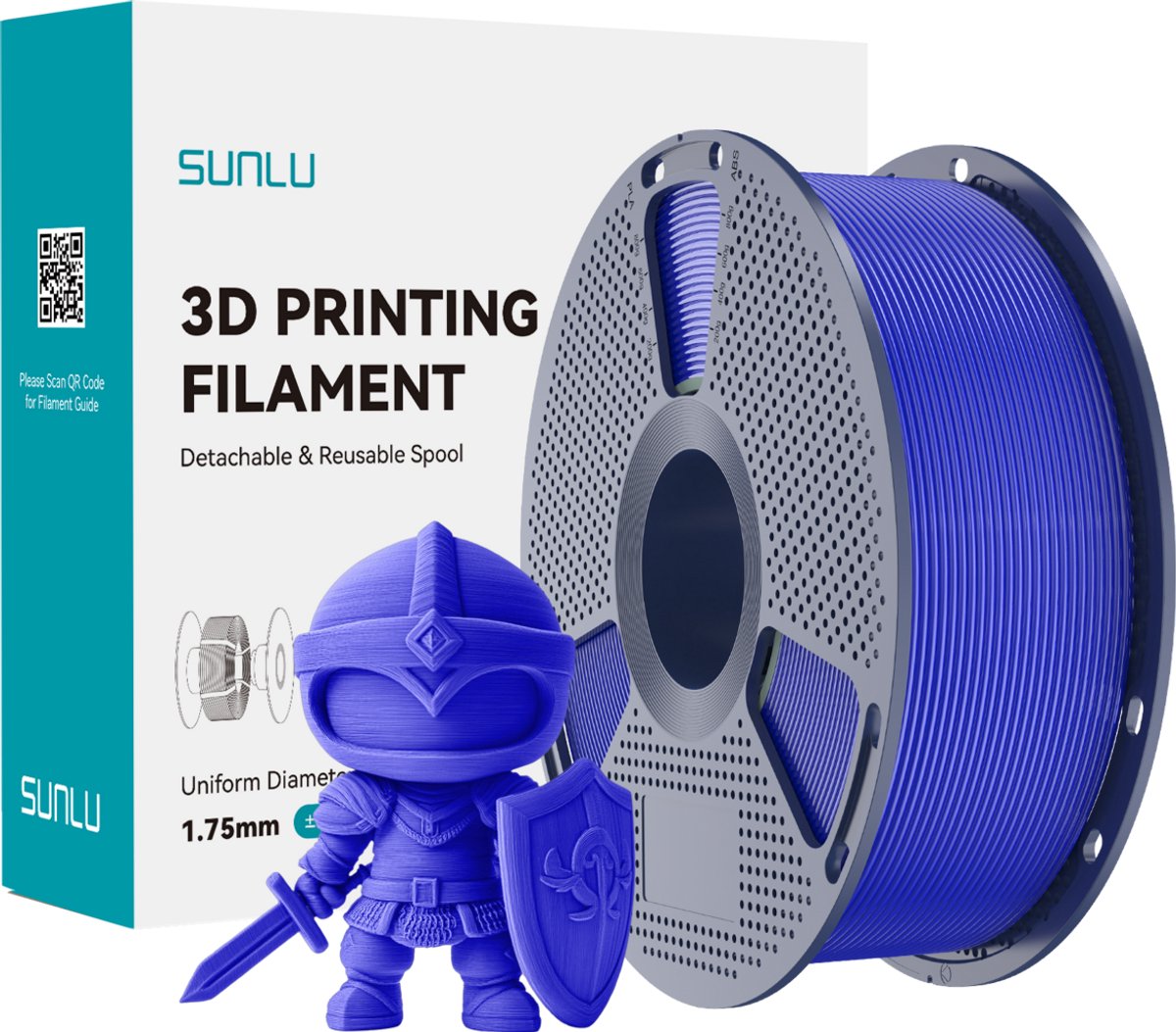SUNLU 3D-filament PLA+ 1.75mm Klein Blauw 1kg