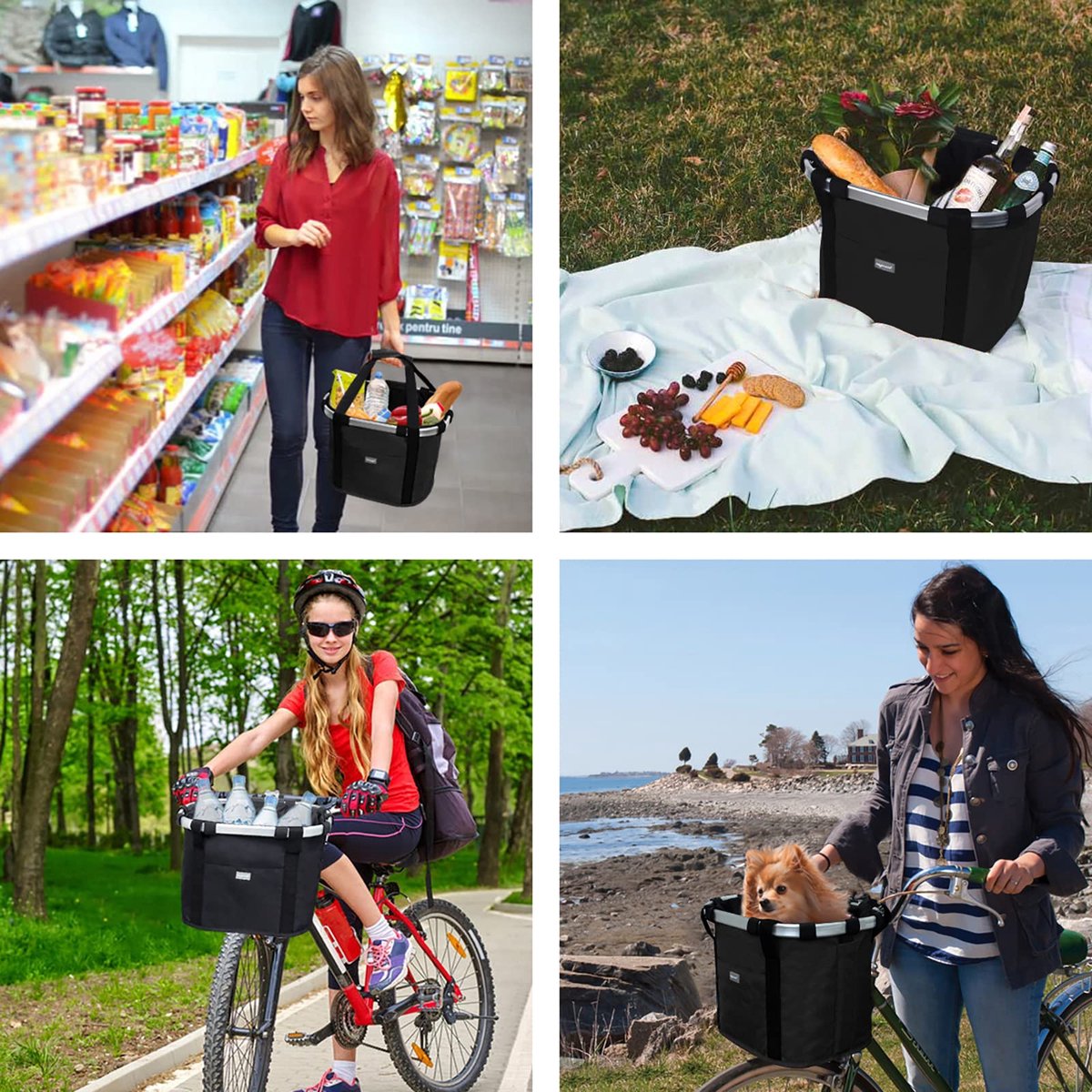 Hondenmand fiets voorop -hondenfietsmand -Fietsmand - fietstas hond -Huisdiermand - 34*26*25cm - hondenmand fiets - fietstas stuur -Fietsstuurmand - Voorop gemonteerd - Opvouwbaar - afneembaar - Geschikt voor kleine honden tot 10 kg -Zwart – foto 4