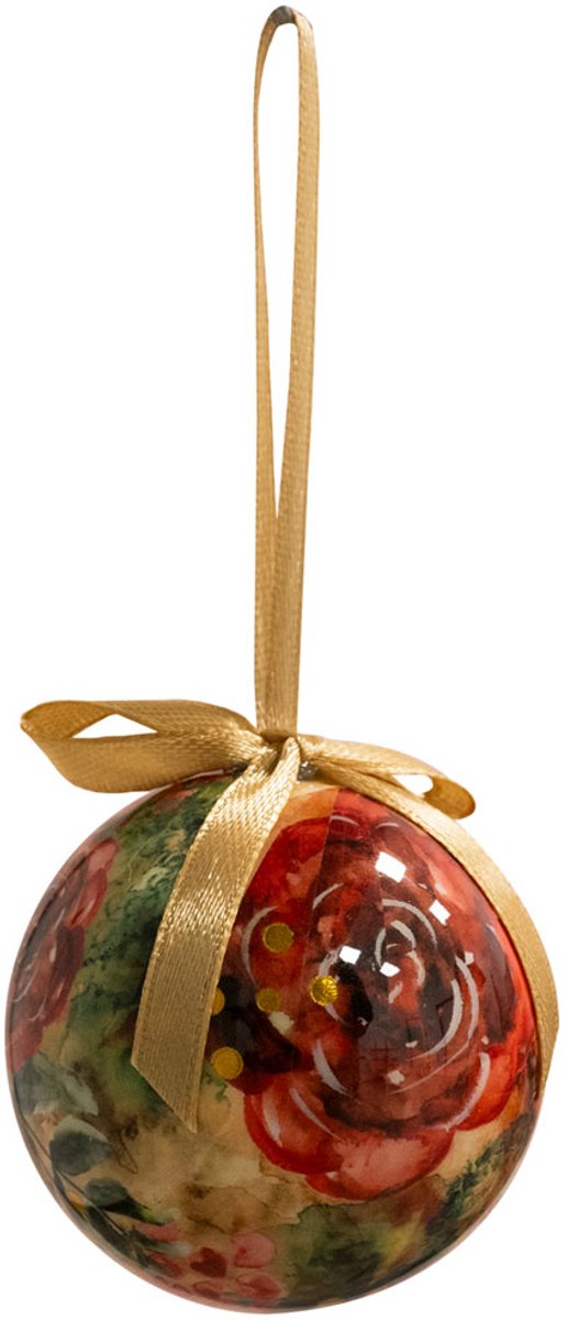 TS Collection Kerstbal Rose Rouge Handgemaakt Designed by Lammie D 5 cm Voordeelaanbod Per 5 stuks