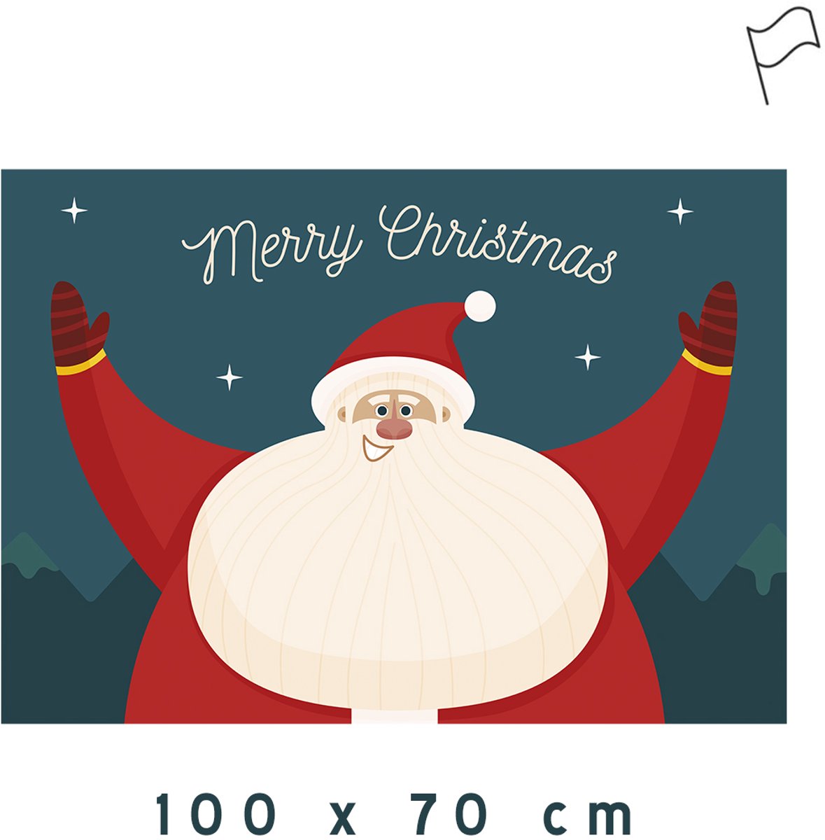 Vlag/ Gevelvlag | "Merry Christmas" | 100 x 70 cm | Kerstmis | Kerstman | Mastvlag | Kerst | Kerstwensen | Decoratie | Eindejaar | Kerstdecoratie | 1 stuk
