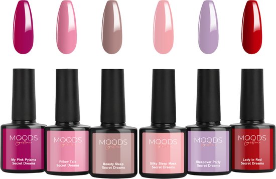 Moods Gellac 6-delige Set - Gel Nagellak - 8ML - Secret Dreams - Gellac - Nagels - Gellak Starterspakket - Chique Kleuren - HEMA- & TPO-vrij
