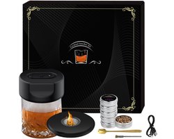 Opladelbare Elektrische Whiskey Smoker Kit - Volwassen Cadeau, Cocktail & Old Fashioned Bourbon Smoker Set met LED-Lichten, Feestessentials
