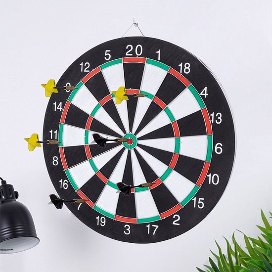 Masterdarts Dartbord met Marker - Ø 42 cm. - 6 Pijlen - Tweezijdig - Rood/Groen van Master — afbeelding 4