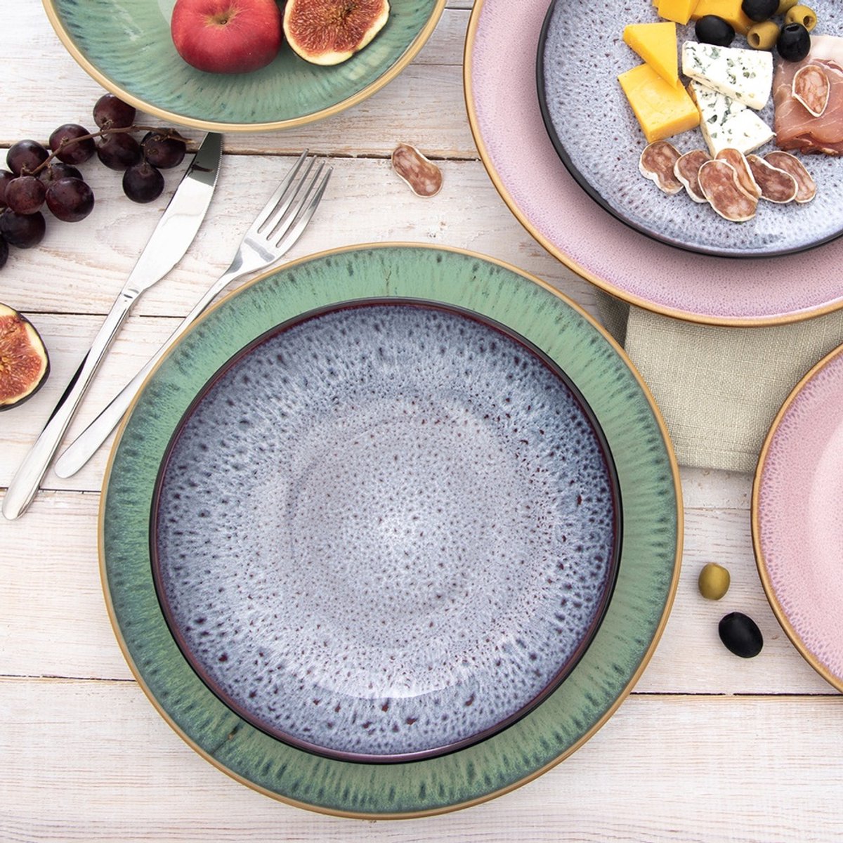Orion Glaze Serie - Groene Keramische Platte Dinerbord - 27 cm
