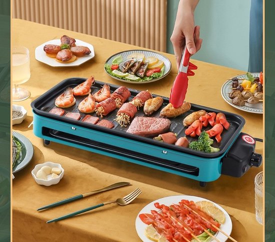 WK 3-in-1 Elektrische Grill 46×22.5 cm | BBQ-plaat + Bakplaat + 3 Mini-pannetjes | 1350W Hoog Vermogen | 5-standen Temperatuurregeling | Antiaanbak & Eenvoudig te Reinigen | Perfect voor Thuis & Feestjes — afbeelding 3