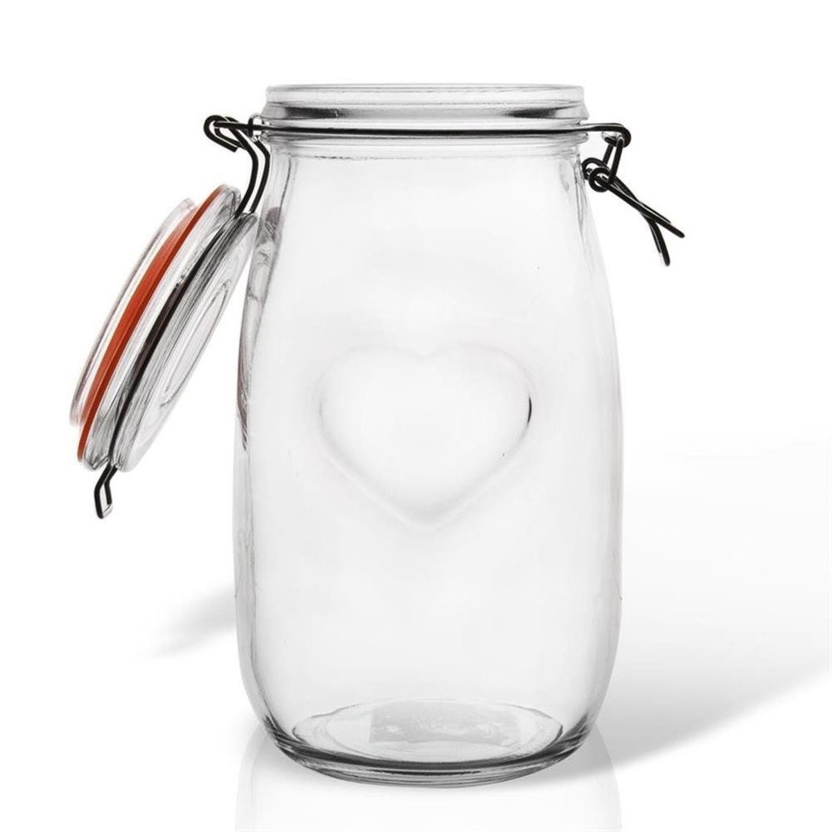 Orion - Patentpot met Clip - 1,5 L - Grijs Glas - Luchtdicht - Voorraadpot