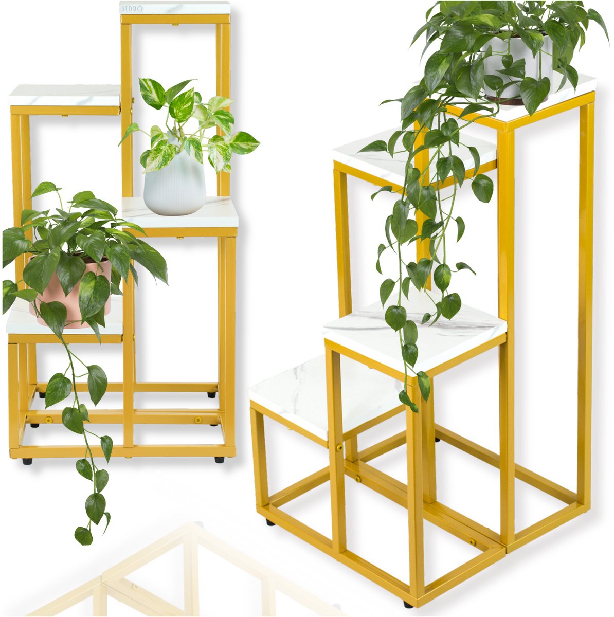 SEDDŌ - Loft Stijl Metalen Plantenstandaard - 4 Niveaus - Stabiele Constructie