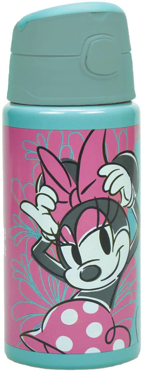 Disney Minnie Mouse Drinkfles – 500 ml – Aluminium – Kinderbeker met Drukknop & Stofdop – Lekvrij – Lichtgewicht – Officieel Disney