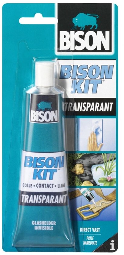 Bison Kit® transparant tube 100 ml, glashelder, sterke, universele contactlijm, vochtbestendig, vorstbestendig, -40°C tot +70°C, eenvoudig in gebruik, voor ontelbare reparaties