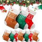 10 stuks - Kerstkous-cadeauzakken - Prachtige cadeauzakken met zelfklevende sluiting - Eenvoudige kerstsok cadeauzak - Kerstversiering en verpakkingen - Kerstcadeauzakken - Met ontwerpen van de Kerstman, sneeuwman en rendier