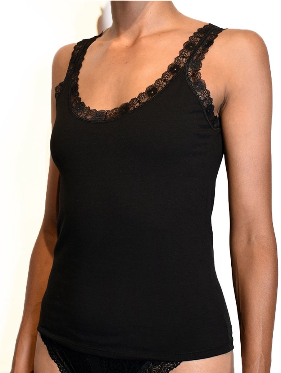 Giuliano Basic Singlet Kant | Zwart |Dames | M