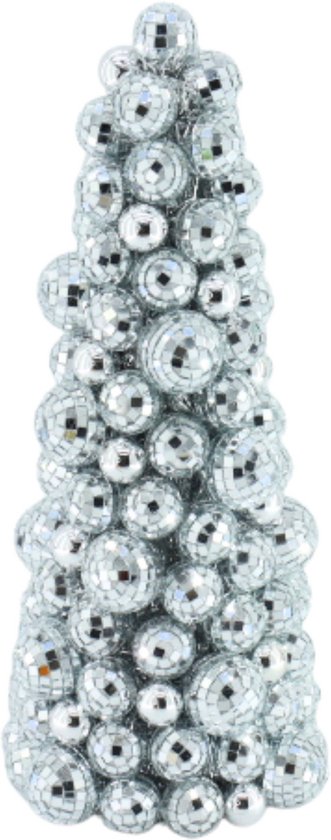 Foto: Housevitamin kerstdecoratie discobal kerstboom kunststof zilver 20x19x42 cm feestelijk onbreekbaar discoballen kerstboompje