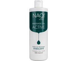 NAQI Massage Olie Active 500ml - hypoallergeen - activerend - stimulerend - langdurige (sport) massages - huidverzorgend - 100% natuurlijk