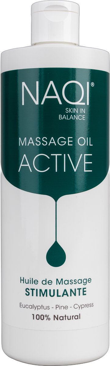 NAQI Massage Olie Active 500ml - hypoallergeen - activerend - stimulerend - langdurige (sport) massages - huidverzorgend - 100% natuurlijk