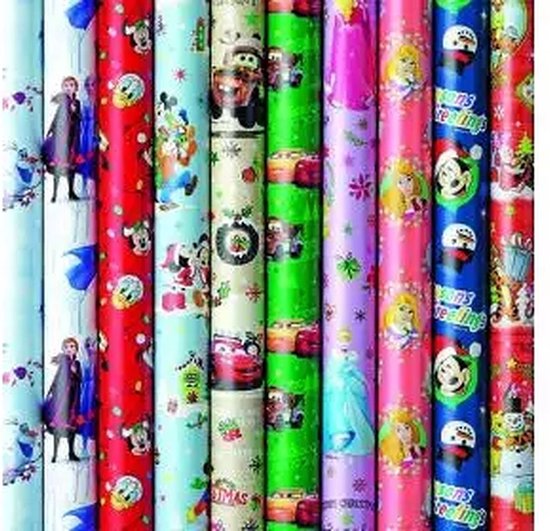 Disney cadeaupapier - kerstpapier inpakpapier 200 x 70 cm - 5 rollen