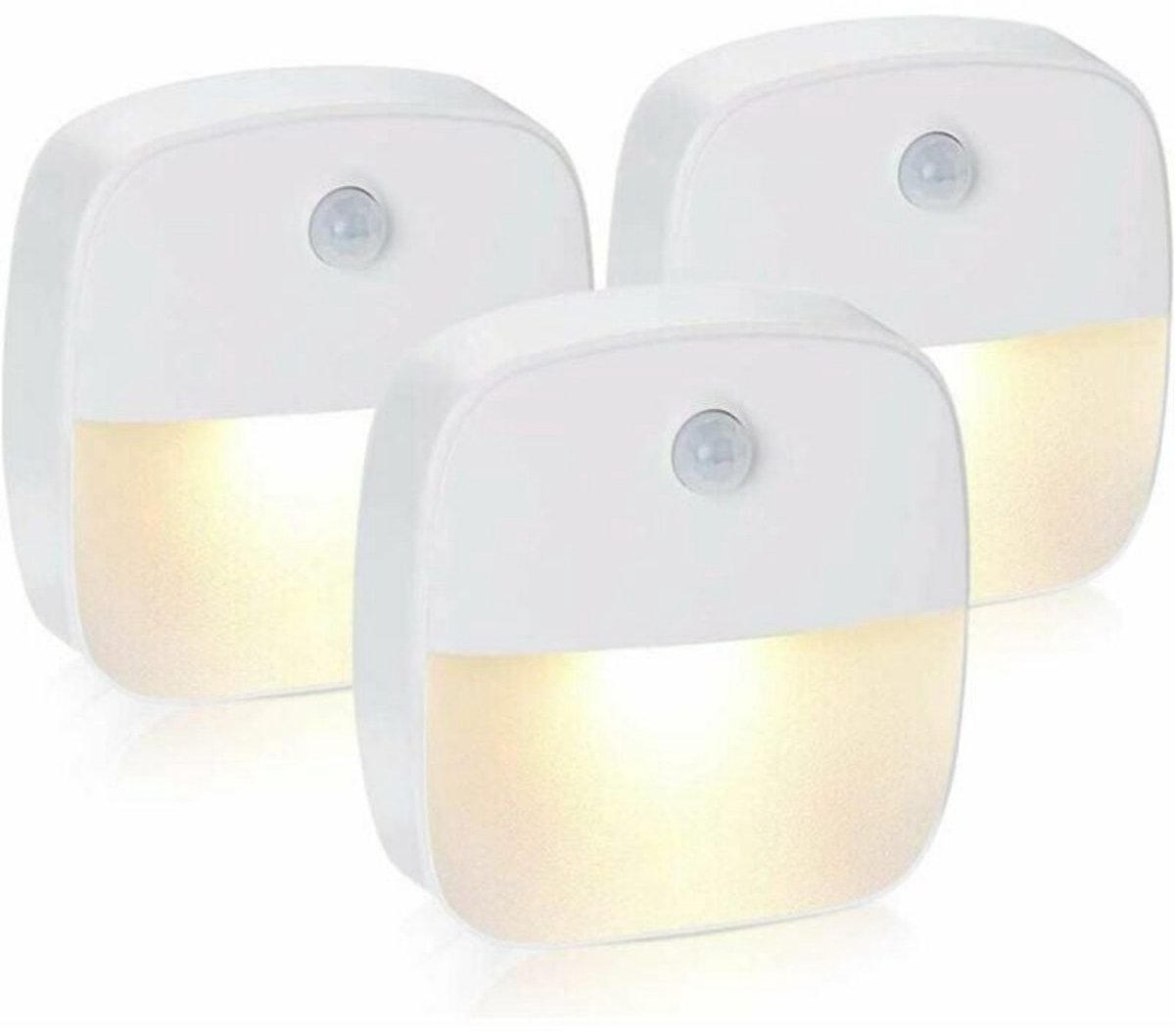 GELLDG LED-nachtlampje - Nachtlampje met bewegingsmelder - Op batterijen - Trapverlichting met bewegingsmelder - Geschikt voor binnenverlichting - 3 stuks - 0,5 W