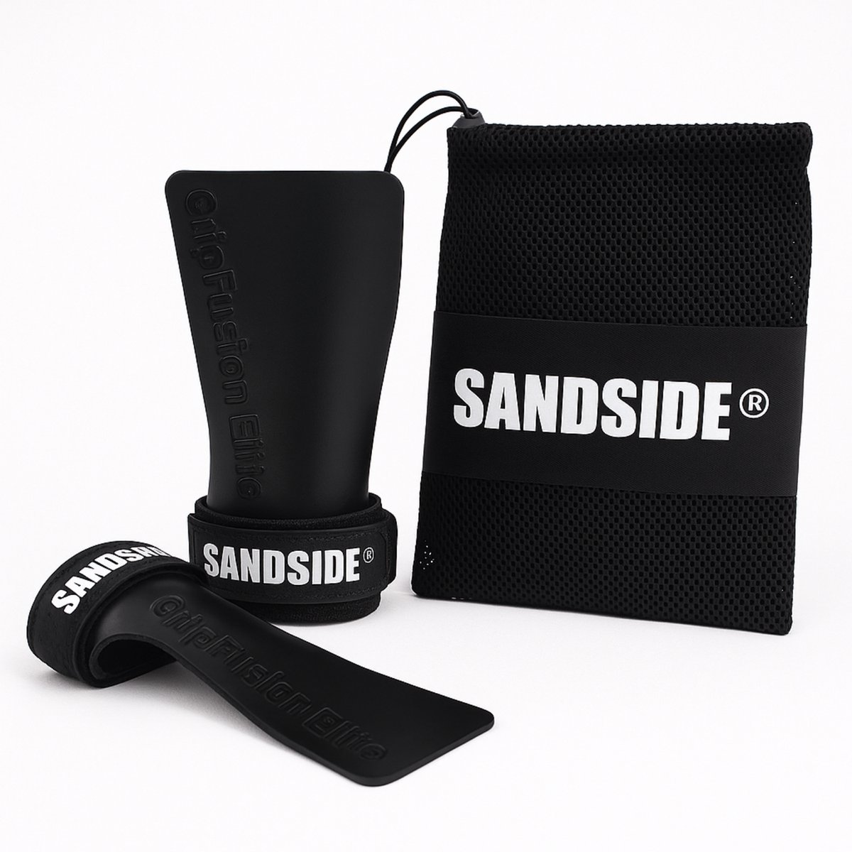 Sandside Grips Geschikt voor Crossfit - Fitness Handschoenen - Sticky Hand Grips - No Chalk - Fingerless Grips - Pure Black S/M