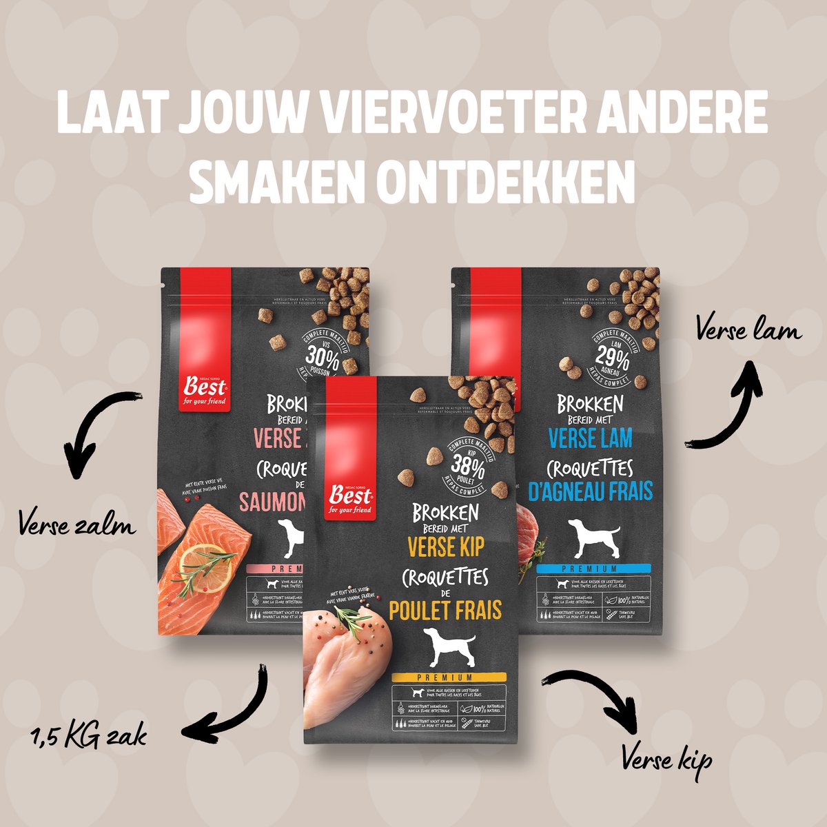 Rosewood Complete Hondenvoeding 1,5 kg - Droogvoer met Zalm, Rijst en