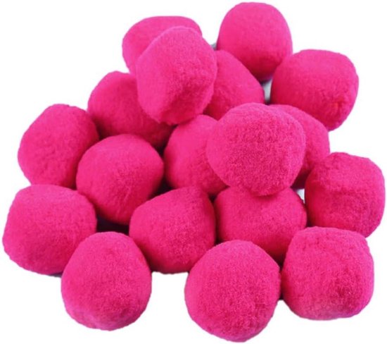 30 stuks kunstbont pompons 8 cm rood grote pompon pluizige pluche ballen voor doe-het-zelf handwerk, hoeden, tassen, sleutelhangers