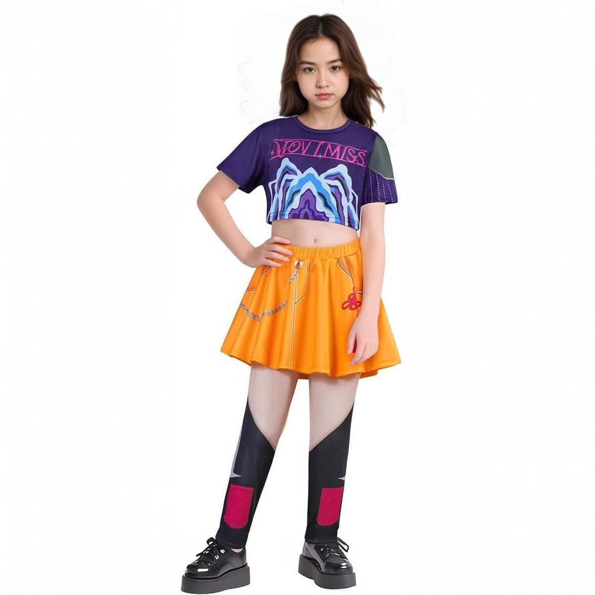Kraftverdia Kinder Game Kostuum - Demon Hunters Costume Mira Verkleed Jurk Set - Carnavalskleding - Kpop - Cadeau Meisje - 140cm