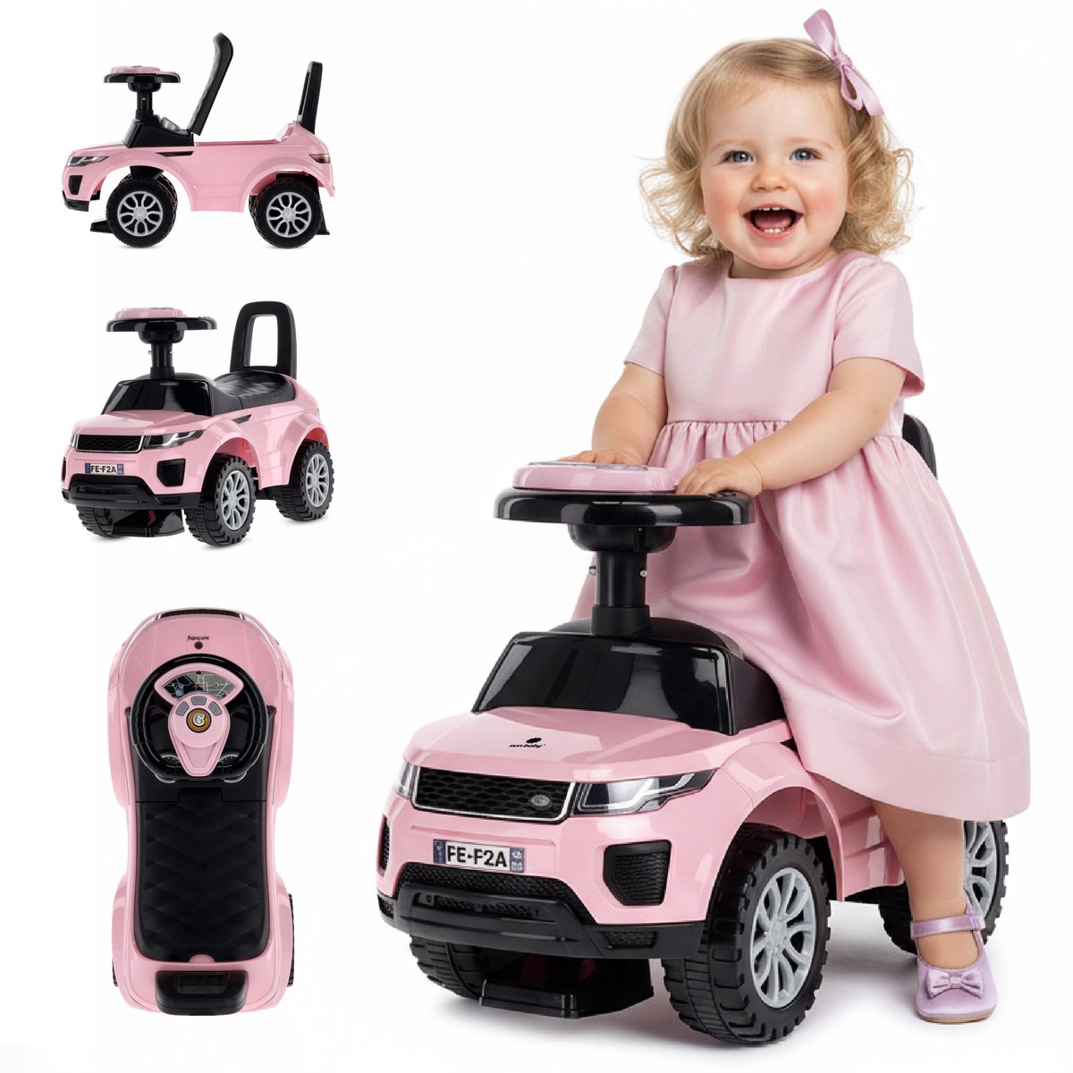 Porteur enfant voiture Tracteur New Holland - 12 à 36 mois - volant avec son - fonctions d'éclairage - roues en plastique - Jaune - Jeux - Jouets