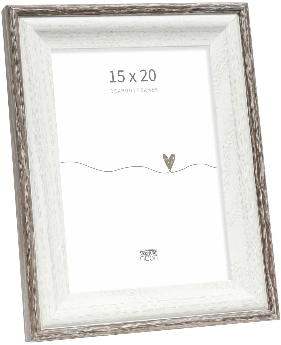 Deknudt Frames fotolijst S68VG2 - wit met bruin biesje - foto 15x20