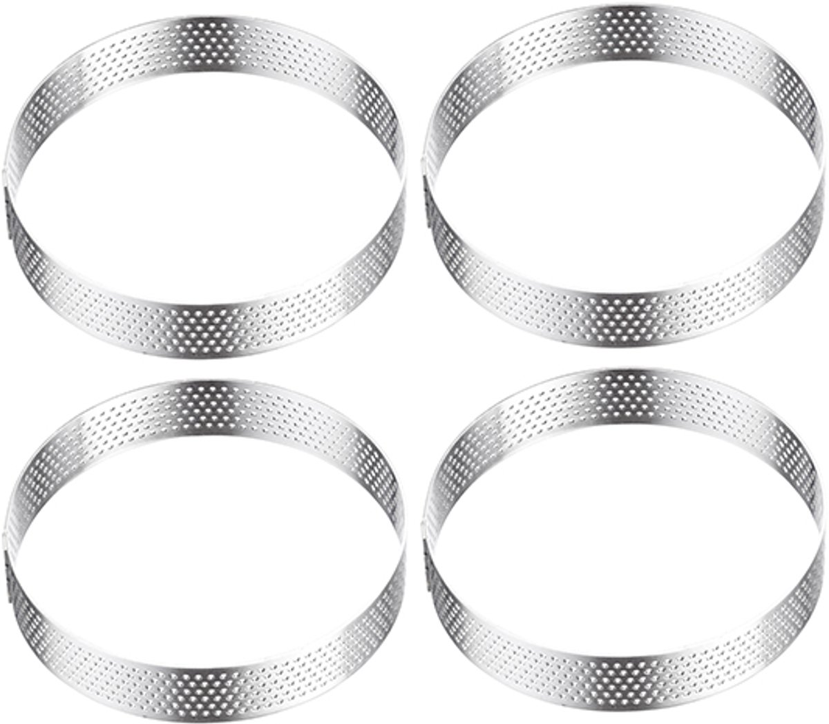 Westmark taartframe 4 dek. – Perfecte taart- en quicheblikken – Uniform bakresultaat dankzij perforatie – Zilver, 4 x Ø 8 cm