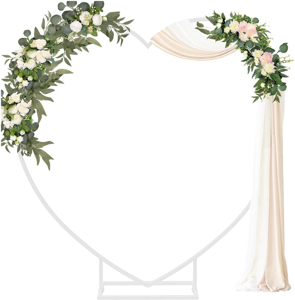 FATIVO bruiloft boog hart - Metalen rozenboog - 2.2x2.2m Wit