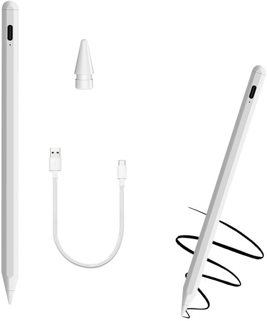 STILVORA Styluspennen - Bluetooth Stylus Pen Voor Schetsen En Schrijven, Apple Pencil Alternatief Met Vervangbare Tip, Oplaadbaar - ABS, Wit — afbeelding 5