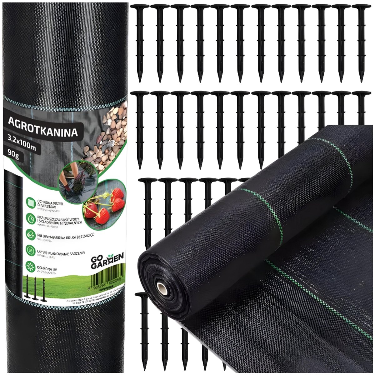 GoGarden - Agrotkan I0001 Serie - Anti-Onkruid Doek - 3.2x100m - 90g - UV-bescherming