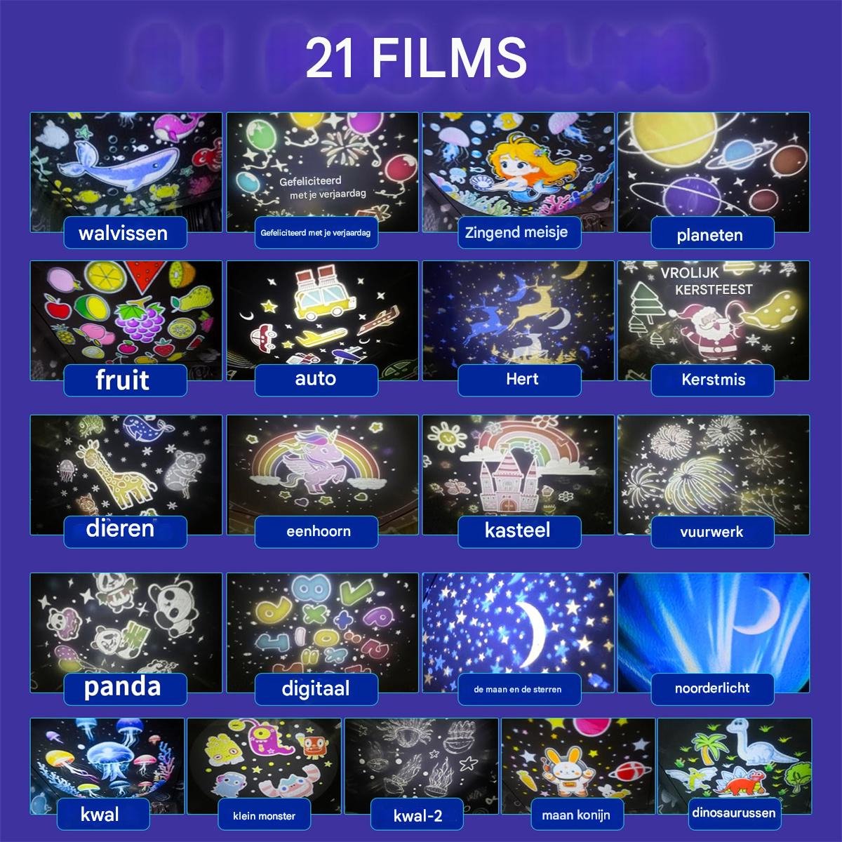 Ynkkvre -Sterrenprojector Nachtlamp voor Kinderen – 21 Projectiefilms – LED Sterrenhemel & Oceaan Projector – USB Oplaadbaar – Met Rotatie & Meerdere Lichtstanden – Ideaal Cadeau – foto 2