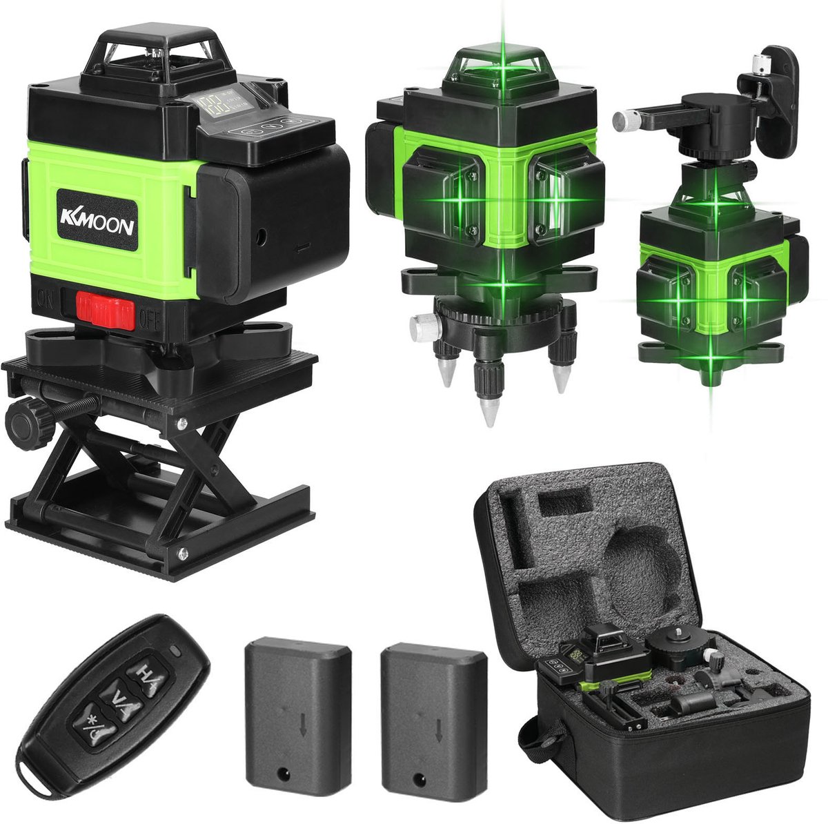 4D Kruislijnlaser 16 Lijnen – 360° Zelfnivellerend – 2 Accu’s & Statief – IP54 – Met Koffer