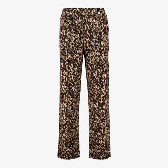 Bruine broek met zwarte panterprint.