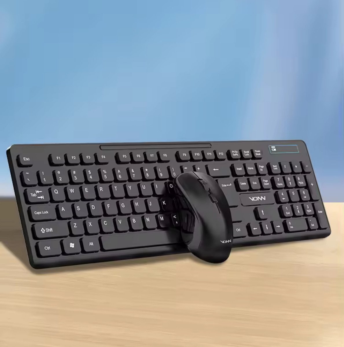 Draadloze Toetsenbord en Muis Set 2.4GHz – Full Size 104 Toetsen – Ergonomisch Design – Zwart