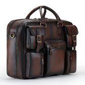 DE LAMASSU® (Kasper) XL Leren Business Tas 17 Inch – Echt Rundleer – Extra Ruim – 180° Openklapbaar – Premium Werk- & Reistas Unisex