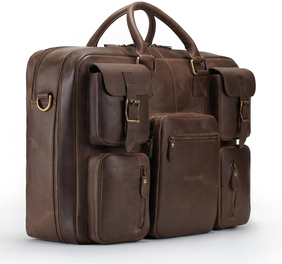 DE LAMASSU® (Kasper) XL Leren Business Tas 17 Inch – Echt Rundleer – Extra Ruim – 180° Openklapbaar – Premium Werk- & Reistas Unisex