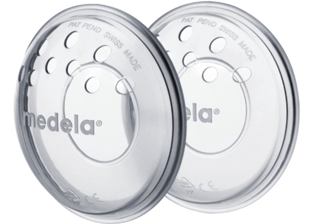 Medela Tepelbeschermers - Siliconen membraan beschermt je tepels tussen de voedingen - Bij kloven en pijn doordat de tepels niet tegen je kleding schuren - 2 stuks