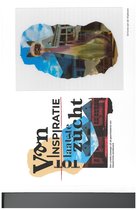 Boekomslag met tekst 'Von inspiratie laatste zucht' en een collage van gebouwen en een kattenbeeld.