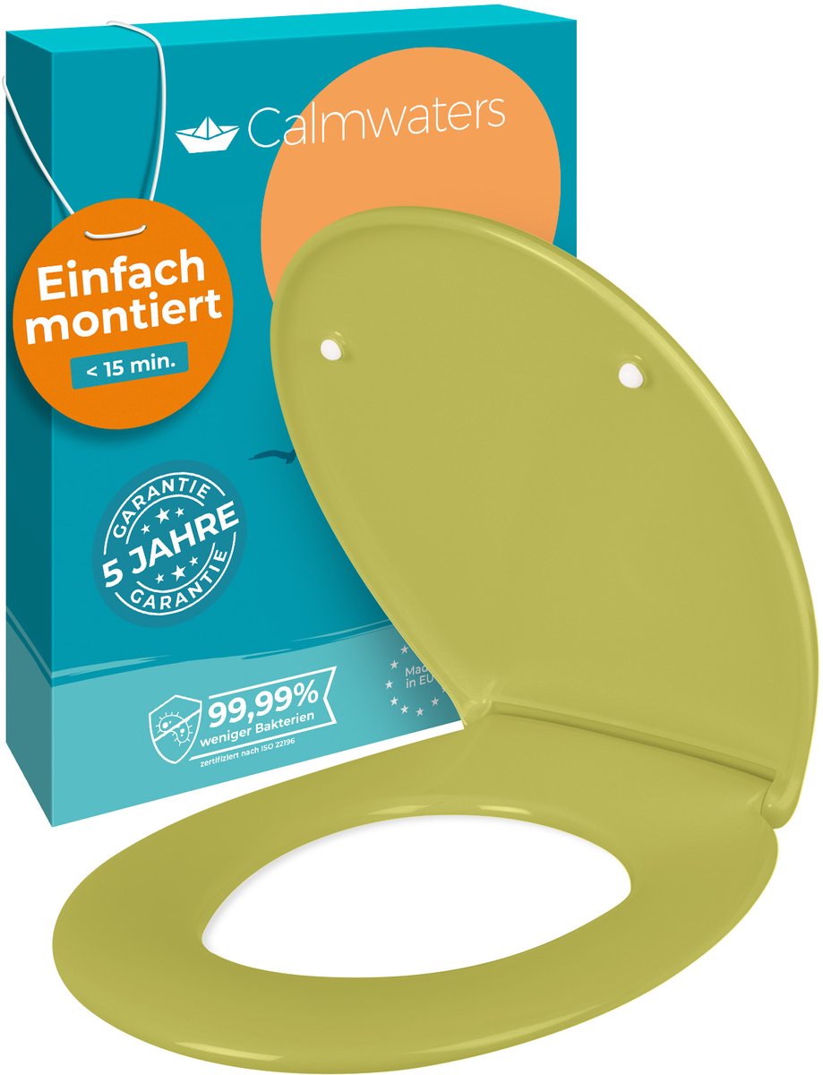 Calmwaters Original - WC-bril - Olijf Mosgroen - Duroplast - Softclose - Afneembaar