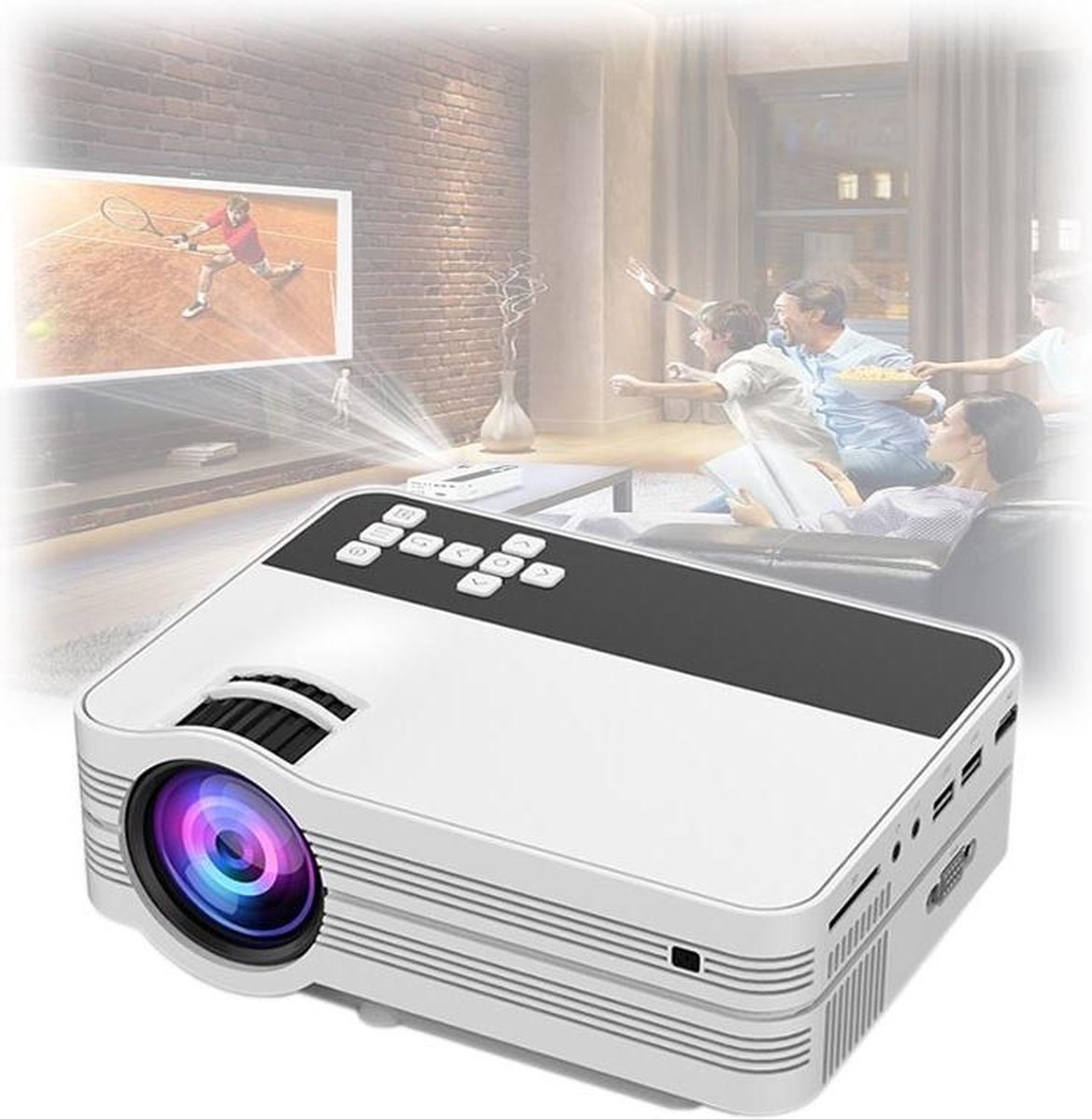 Mini Draagbare FullHD LED Projector Beamer Wit 1080P - USB SD HDMI VGA |  bol.com