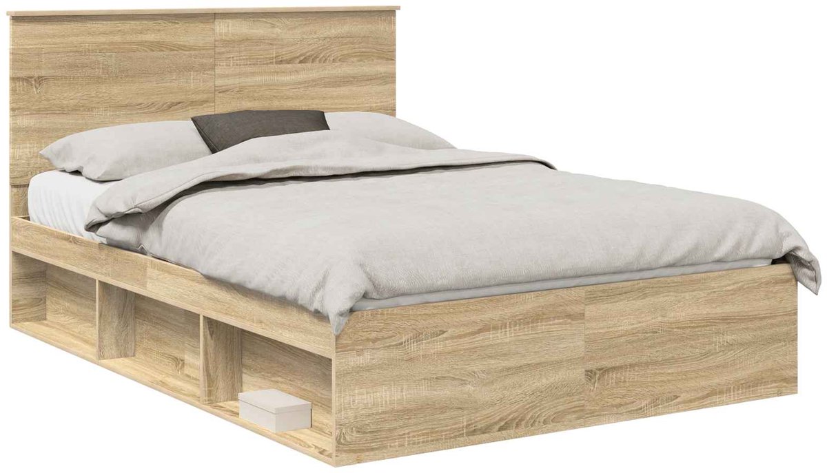 Tweepersoonsbed | Dubbelbed | Volwassenenbed | Bedframe met hoofdeinde Sonoma 160 x 200 cm Massief grenenhout
